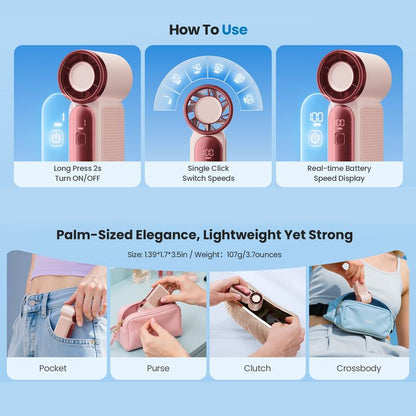 Mini Turbo Pocket Fan for Makeup, Travel & Hot Days